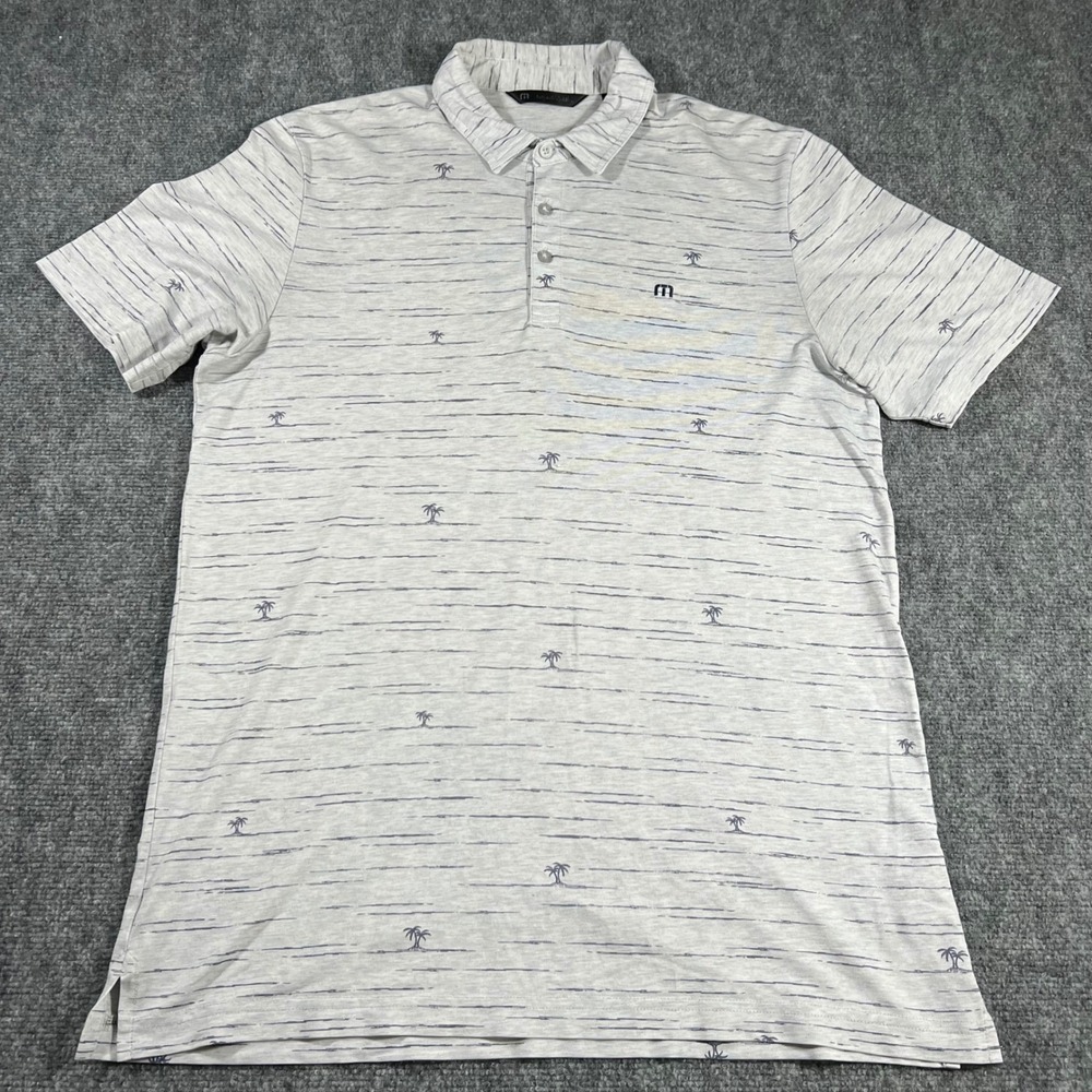 Travis Mathew Polo‎ Shirt Mens Large Palm Tree Print Golf Casual Athleisure